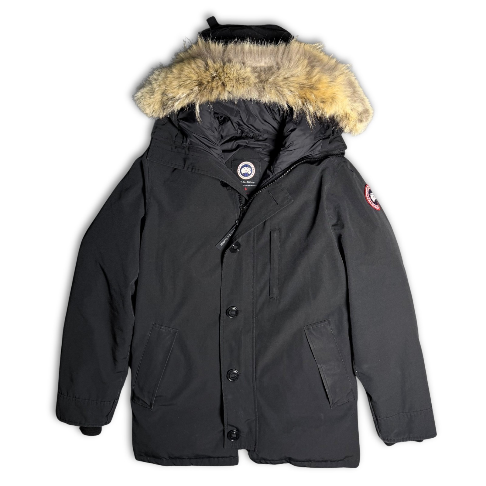 Canada Goose Chateau Parka Black Men’s Size M Coyote Fur Trim Winter Coat