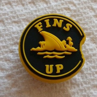 Yellow and black ''Fins Up'' shark fin rubber shoe charm From Jibbitz 