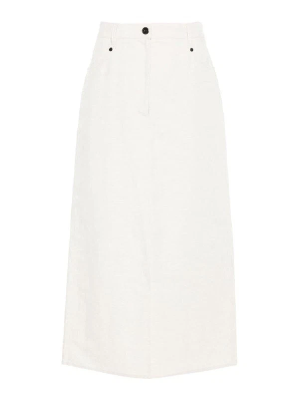 BRUNELLO CUCINELLI WOMEN'S OFF WHITE LINEN BLEND SKIRT MSRP $2145