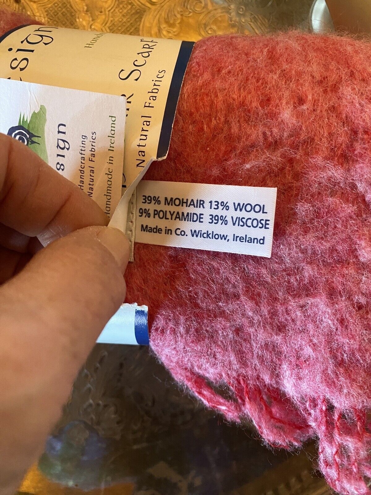 Donegal Designs Hot Pink Luxury Mohair Wool Scarf 10 X 70.