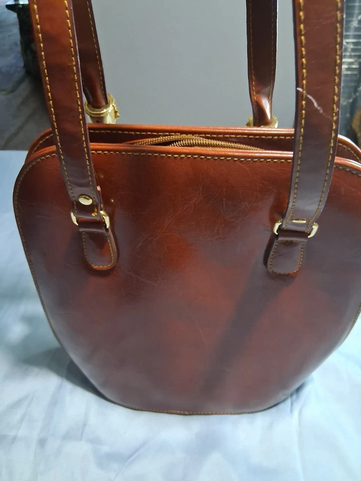 Bolso de charol marrón Sasha 1996 vintage raro con herrajes dorados para cabeza de caballo Foto 4 de 4