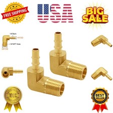 Brass Hose Fitting 90 Degree Elbow 1/8" Barb x 1/8" NPT Male Pipe Water/Fuel/...