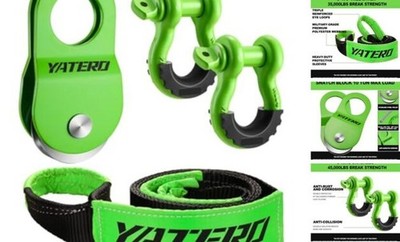 Off Road Recovery Kit, 10 Ton Heavy Duty Snatch Block Pulley and 3'' x8' Tree 