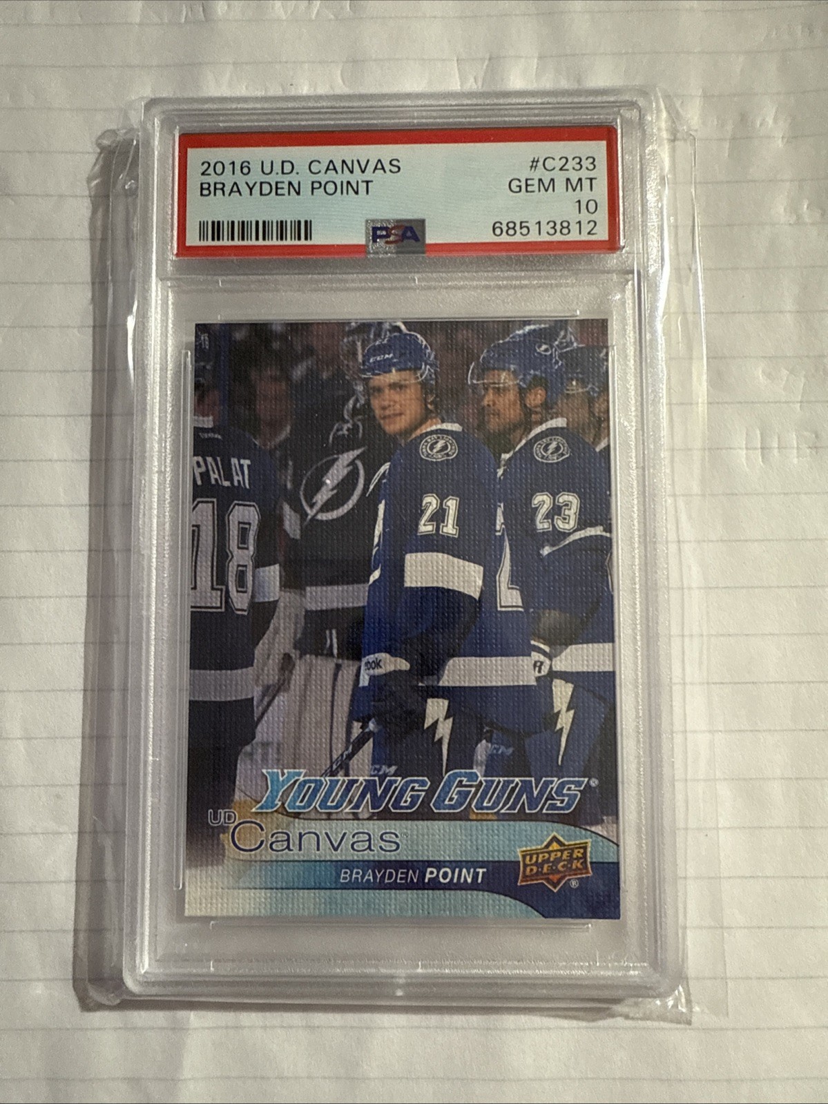 2016 Upper Deck Brayden Point RC C233 Young Guns Canvas PSA 10 Gem Mint Rookie