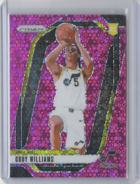 2024-25 Panini Prizm Cody Williams Fast Break Pink Disco Rookie 33/50 #232 Jazz