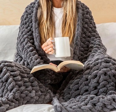 blanket throw Chunky knit throw blanket