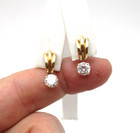 14K Yellow Gold 1/2 Hoop Diamonique Drop Dangle Earrings 2.1 Gr [E374] — photo 2