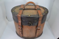 Vintage-Style Wooden Hat Box w/ Leather Accents Metal Clasp Hobby Lobby