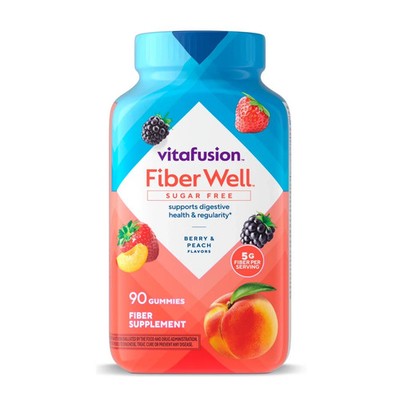 Vitafusion Fiber Well Sugar Free Fiber Supplement Gummies, Fruit Flavored, 90 Co
