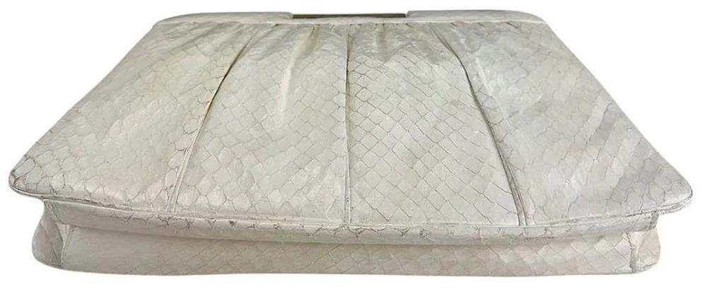 Judith Leiber White Python Leather Convertible Cl… - image 5
