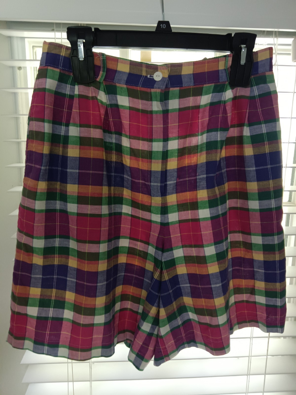 Vintage Jaclyn Smith  Chino Shorts 12 Plaid Multicolor Cotton Woven Flat Front