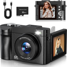 4K Digital Camera 50MP Autofocus Vlogging Camera for YouTube with 2.8" 180 Flip