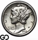 1928-D Mercury Dime, Choice AU++ Better Date Denver Issue