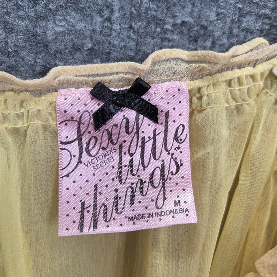 Lencería Babydoll Vintage Y2K Victoria Secret 100% Seda Amarillo Coqueta Mediana Foto 3 de 4