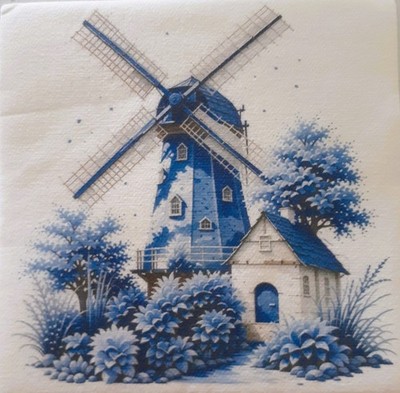 2 individual Paper Decoupage BEVERAGE NAPKINS -WINDMILL COASTER SIZE 1 MOTIF