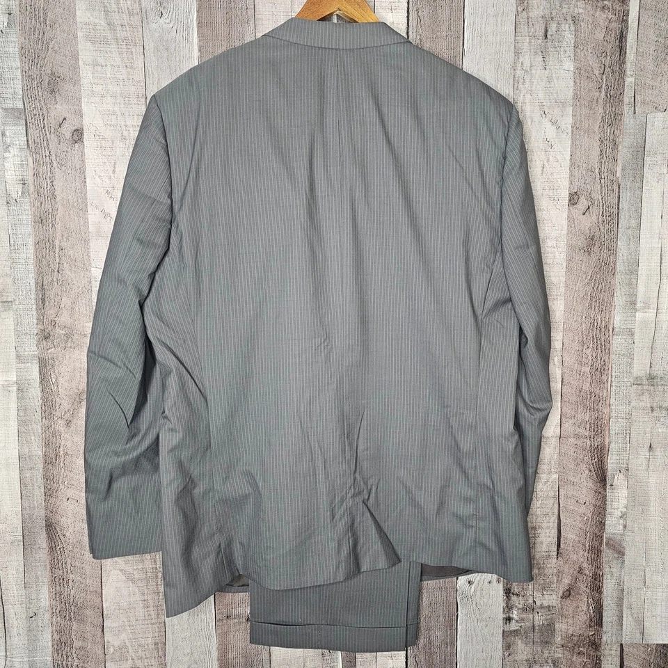 Tallia est 1893 Gray Stripe Suite Coat 100% Wool Men's 48R Pants 42 x 30 Gift - Image 2 of 4