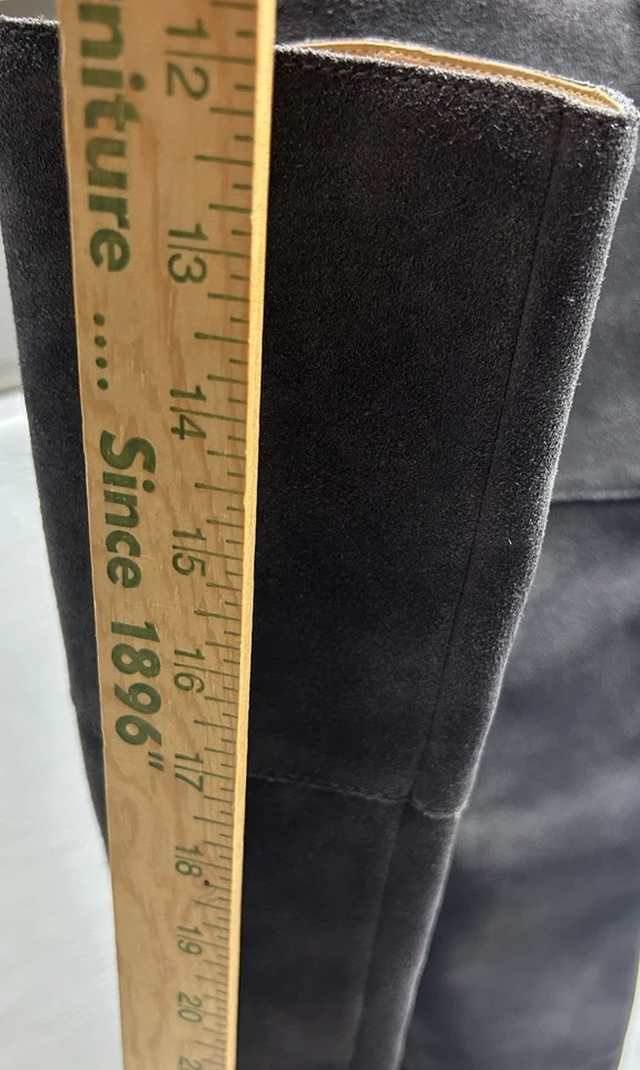 Lucky Brand Rayla Gray Suede Leather Block Heel Rear Zip Over Knee Boots 8M / 38 - Image 2 of 4