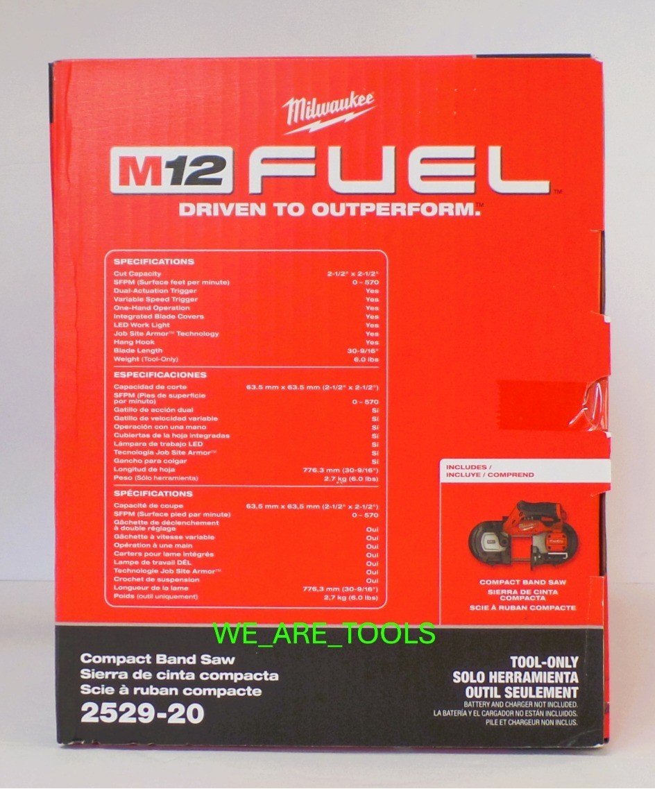 New Milwaukee M12 FUEL 2529-20 Cordless Compact Band Saw 12 Volt In Box