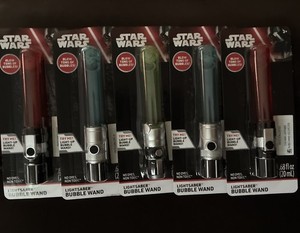 5 New Unopened Star Wars Lightsaber Light-Up Bubble Wand 0.68 fl oz Ages 3+