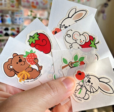 Vintage 80s Sticker Lot: Restored Used Hallmark Fruit Animal Stickers READ