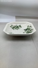 Due Torri Ceramica Italy Square Serving Bowl Green Ivy Leaf Pattern Vintage