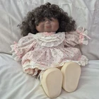 Vntg Cabbage Patch Doll Girl Black African/Pretty Pink Rosebud Dress 1984 17inch