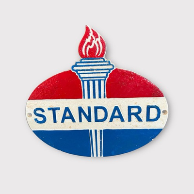 #ad #ad Vintage Standard Oil Torch Logo Sign Cast Aluminum Gas Station 9.5” $95.00