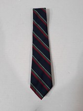 Abercrombie Fitch Striped Tie Vintage 100% Silk Made In USA Navy Red Green White