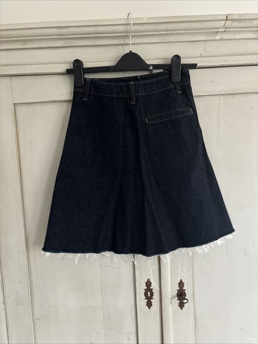Uniqlo Ines De La Fressange Paris A-line Denim Indigo Blue Skirt Size Xs - Picture 2 of 3