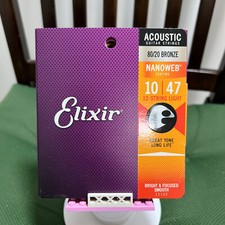 Elixir Guitar Strings Acoustic Nanoweb 10 47 Light Bronze Bright Smooth Steels