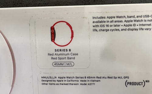 Apple Watch Series 8 45mm Aluminum Case with Sport Band - (PRODUCT)RED, M/L - Picture 2 of 2