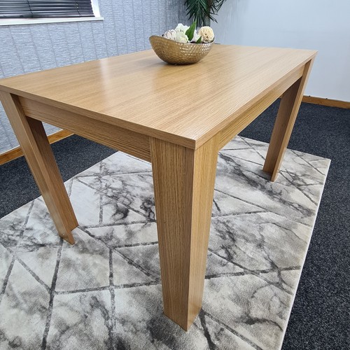 DINING TABLE AND 4 BLACK CREAM LEATHER CHAIRS, BENCH OAK EFFECT KITCHEN SET - Picture 54 of 98