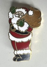 Santa Toy Sack Enamel Christmas Lapel Pin Brooch 1” Pinnacle Designs NEW Vintage