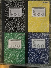 4 Pack Unison Composition Book 80 Sheets Wide Ruled 9.75 x 7.5 inch NEW 4 Colors