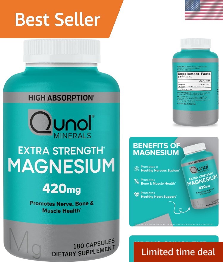Bone & Muscle Health Booster - 180 Capsules of High Absorption Magnesium 420mg