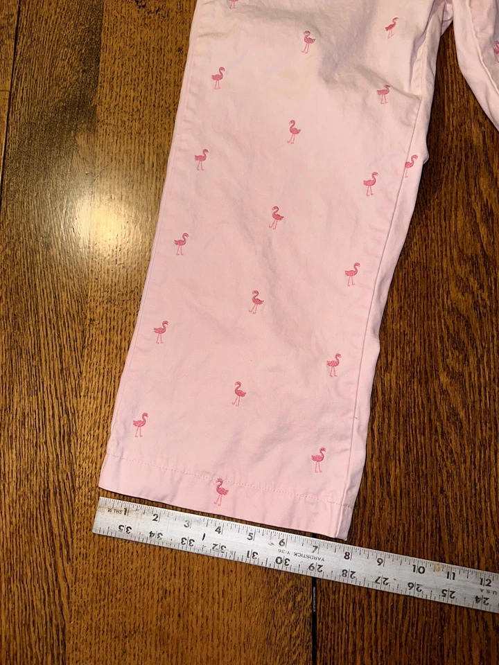 Vtg Y2K Gap Kids Cropped Pants Pink Flamingo Embroidered 14 All Over Print Retro - Image 3 of 4