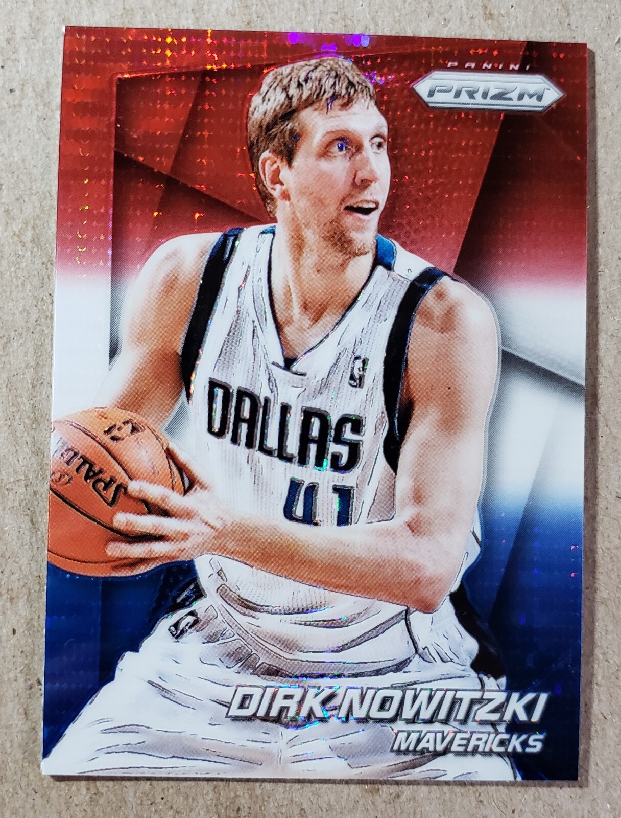 2014-15 Panini Prizm Red White Blue Prizm Dirk Nowitzki #121 Dallas Mavericks