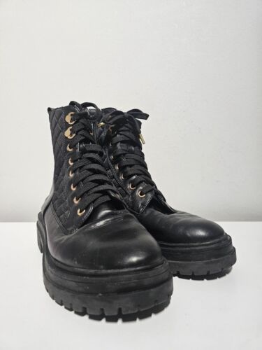 V by Very Lace Up Ankle Black Boot Size UK6 - Picture 1 of 9