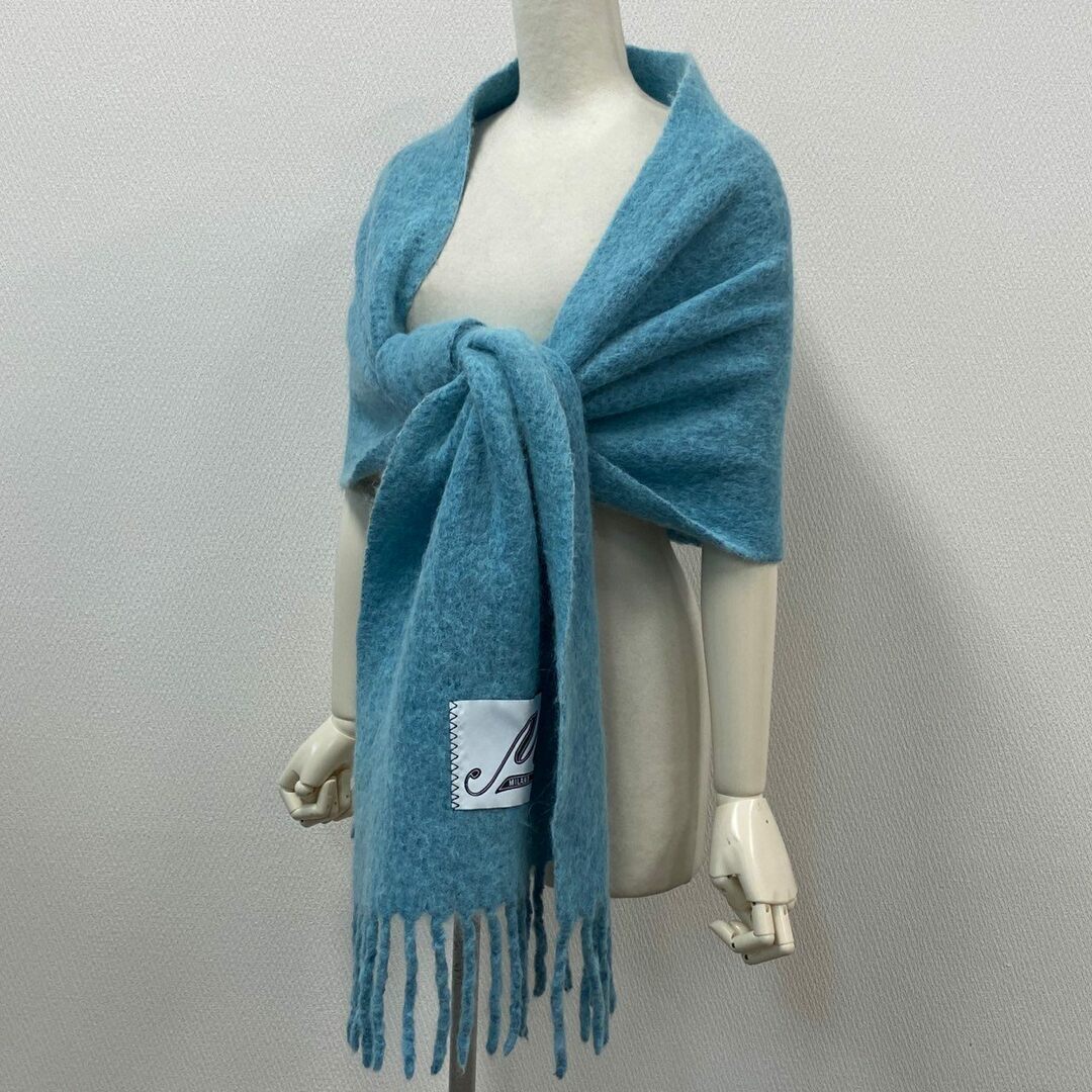 【関税込み】Scarf - Marni - Wool - Blue a20 MARNI Large ◎ Brushed Wool Alpaca Fringe Scarf Blue