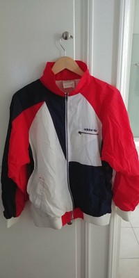 red white and blue adidas track jacket