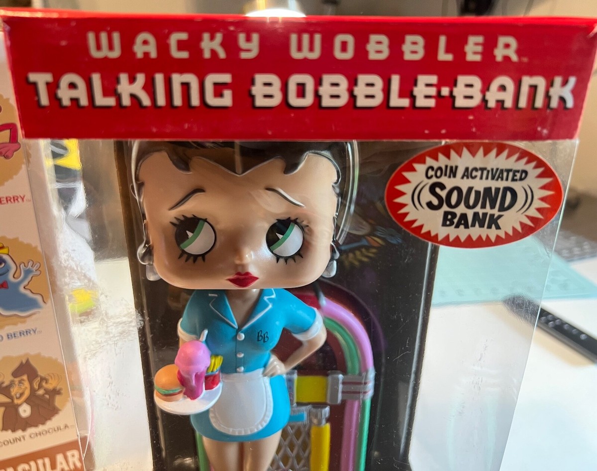 BETTY BOOP (Blue Dress) Wacky Wobbler Talking Bobble Bank by