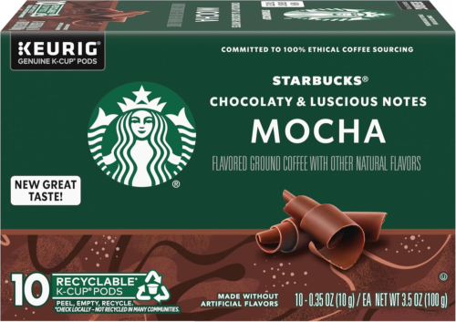 Starbucks Mocha Flavored K-Cup Coffee Pods 1 Box (10 Pods)