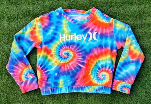 HURLEY Girl’s Rainbow Tie-Dye Crew Neck Pullover Sweatshirt Youth XS 6/6x EUC - Picture 2 of 4