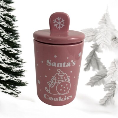 Pusheen Ceramic SANTA'S COOKIES'' Cookie Treat Jar  Pink 24 Oz NEW