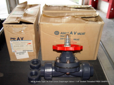 Asahi Type 14 True Union Diaphragm Valve 1 1/4'' Socket Threaded FREE SHIPPING