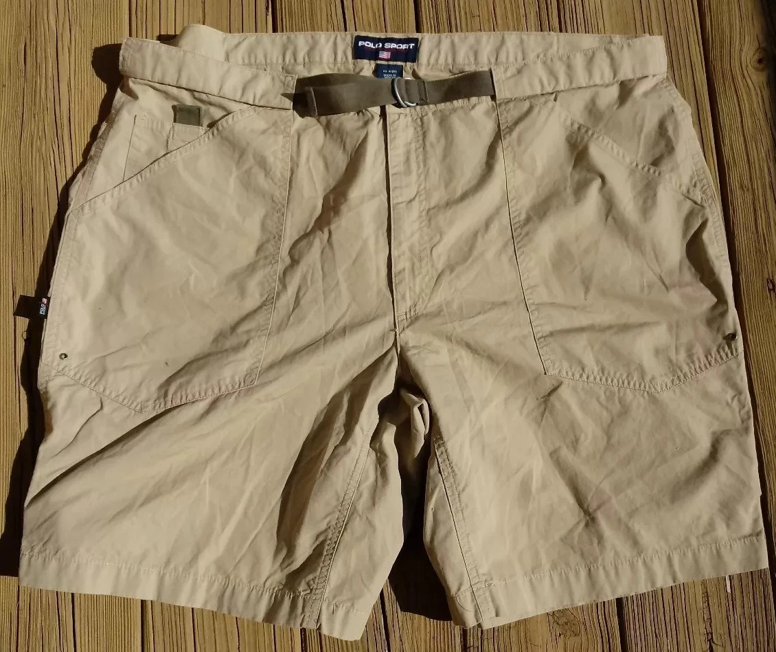Polo Sport Outdoors Camping Hiking Shorts Size 42 khaki 6 pocket 100%cotton