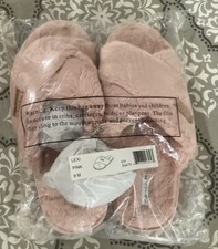 Tahari - Faux Fur Lexi Pink Crisscross Slippers, Size 9M - NEW MSRP 48