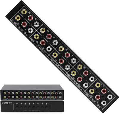 CHUNGHOP 8 in 2 Out 8 Way Composite AV Switcher 3 RCA Video L/R Audio Switch Box