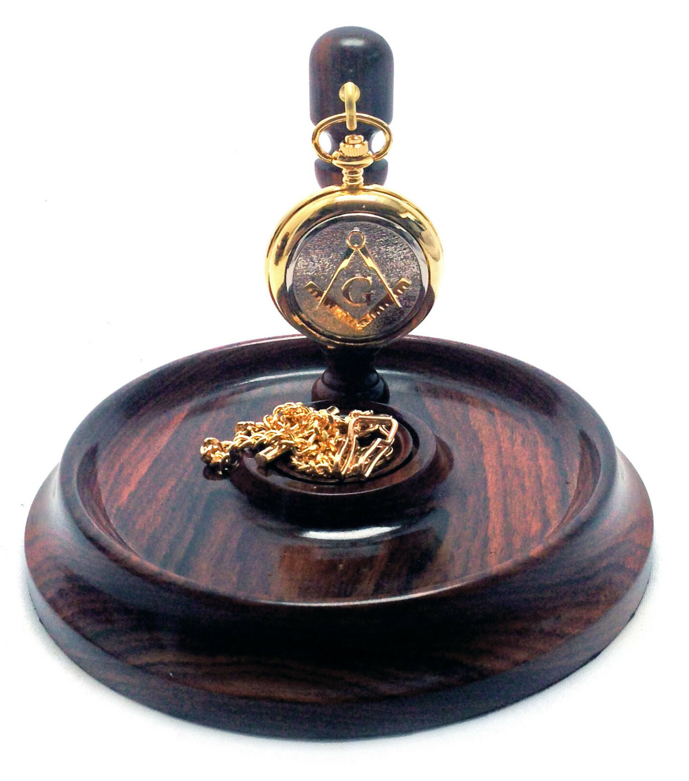 MENS POST STYLE MAHOGANY POCKET WATCH HANGER Turned Wood Desk Bedside