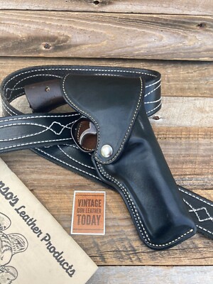Vintage Alfonsos Black leather Suede Lined Flap Holster for S&W Model 10 K Frame